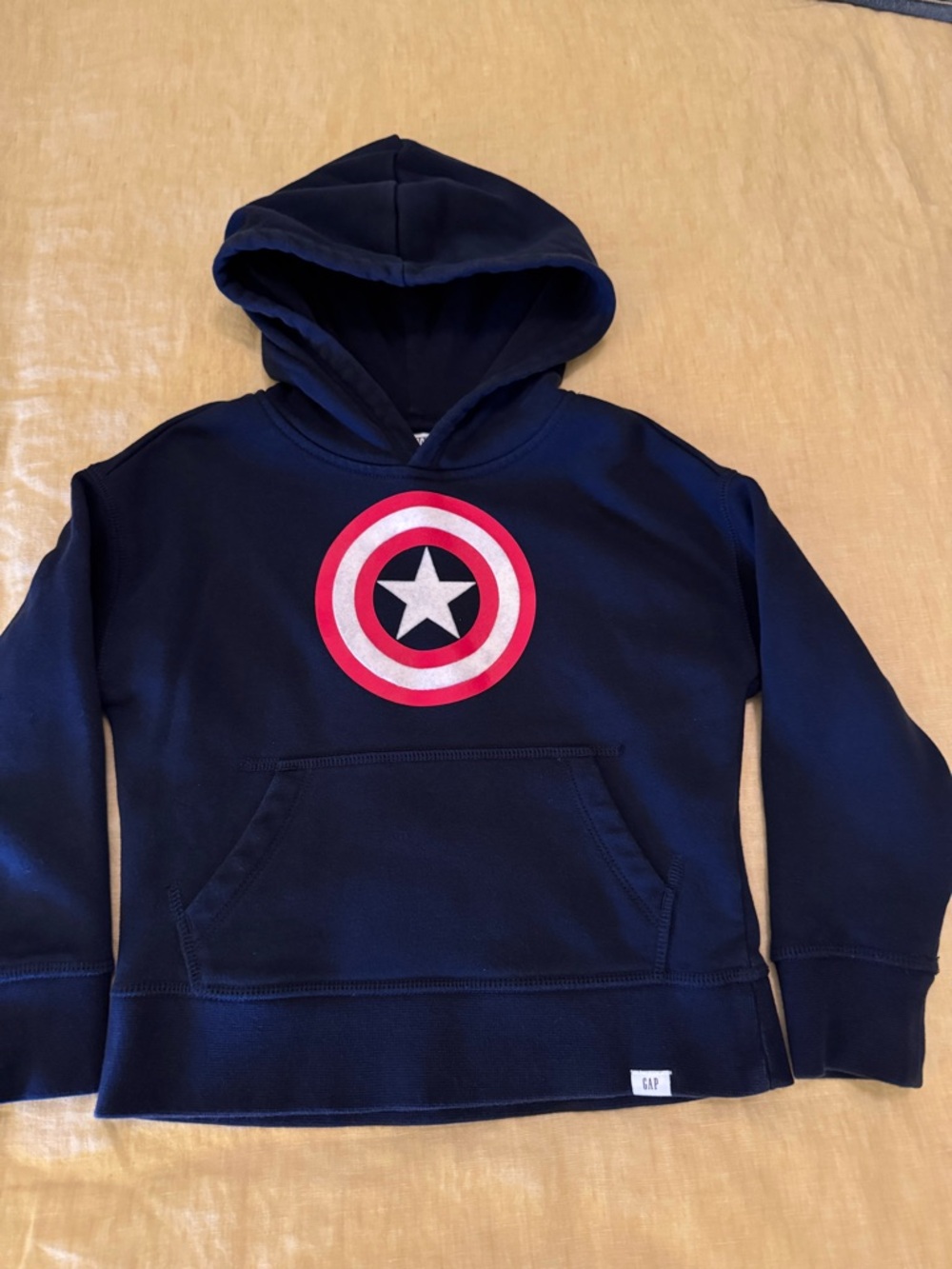 XS (4-5) - GAP Kids Navy Hoodie with Red & White Shield Graphic